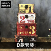 INPHIC-收納箱復古正方形翻蓋收納盒箱子整理創意拍攝道具裝飾-D款套裝